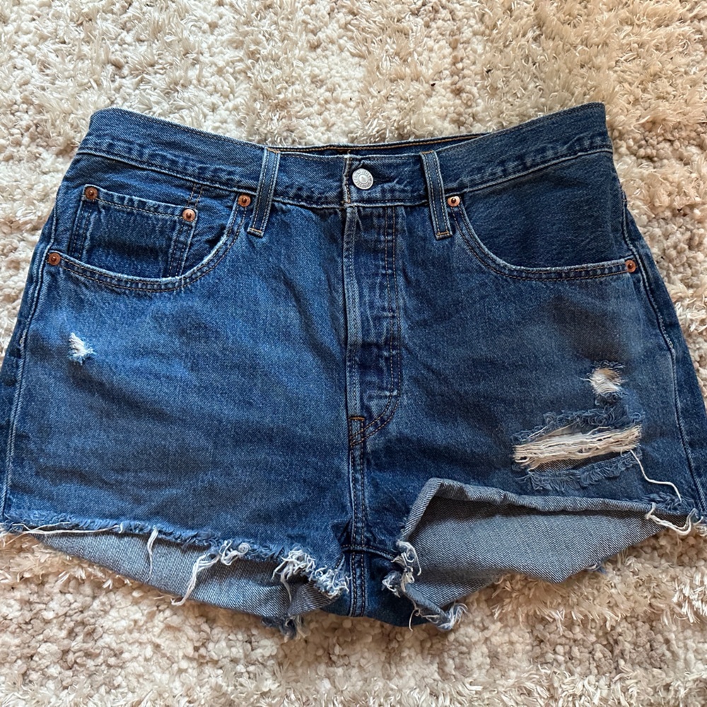Levi’s 501 Blue Jean Shorts Distressed Cut-Off Style